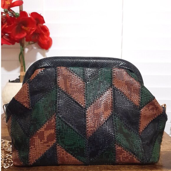 SOLD🟠🟠🟠🟠🟠🟠Anthropologie Patchwork Clutch Shoulder Crossbody Bag Purse - Picture 3 of 11